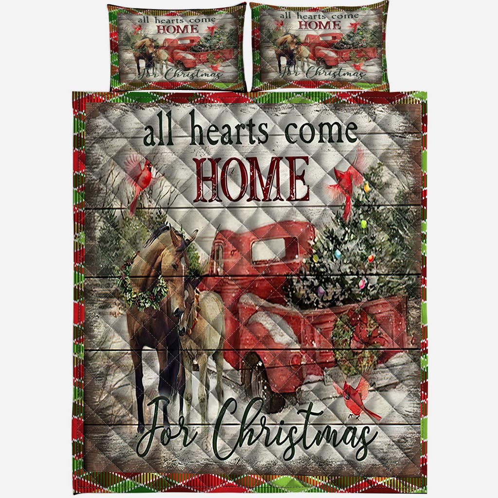 All Hearts Come Home For Christmas Horse Quilt Set 0622