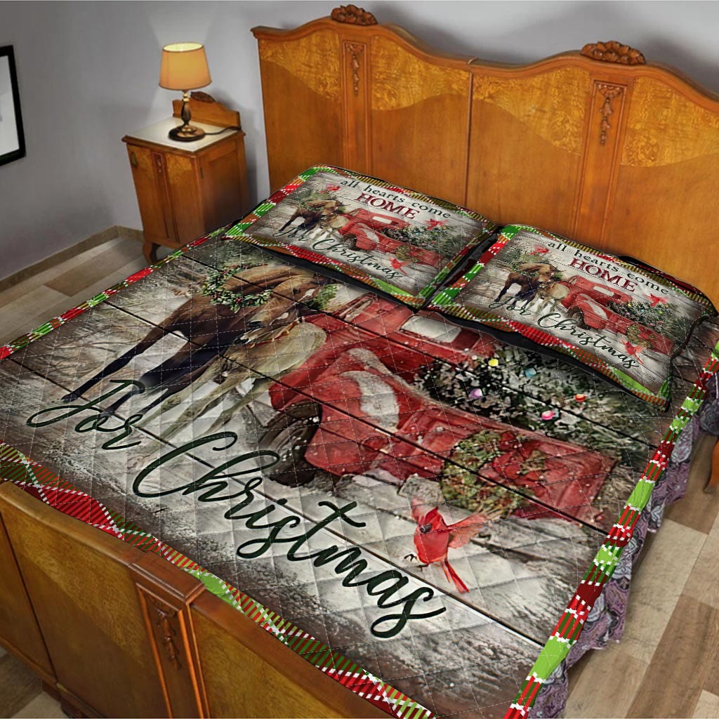 All Hearts Come Home For Christmas Horse Quilt Set 0622