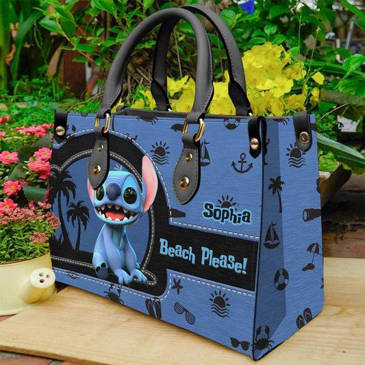 Beach Please - Personalized Sea Lover Leather Handbag