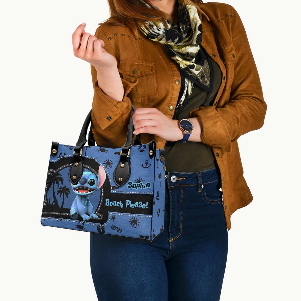 Beach Please - Personalized Sea Lover Leather Handbag