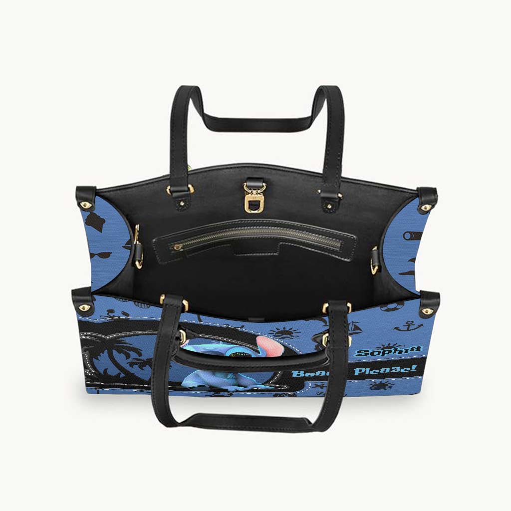 Beach Please - Personalized Sea Lover Leather Handbag