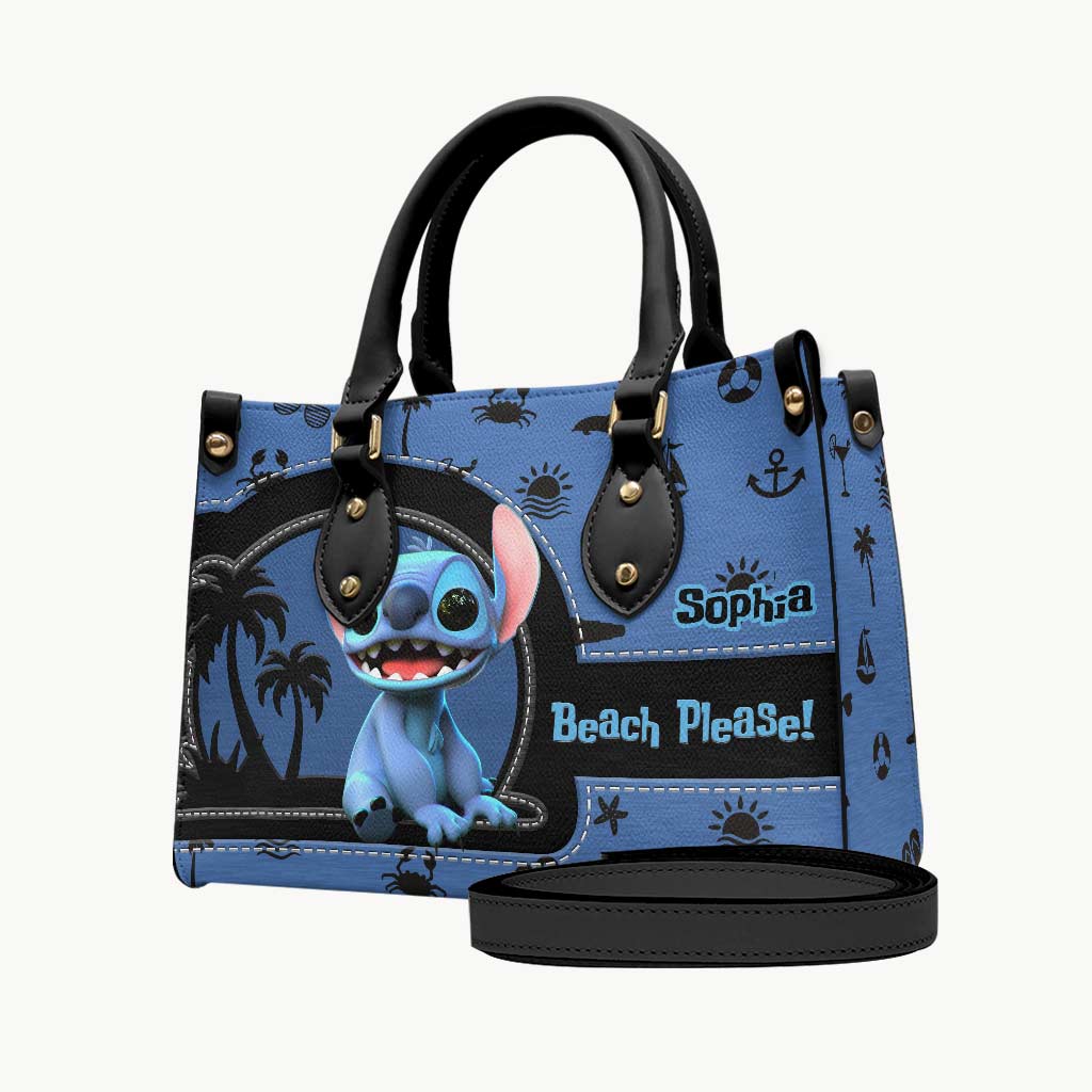 Beach Please - Personalized Sea Lover Leather Handbag