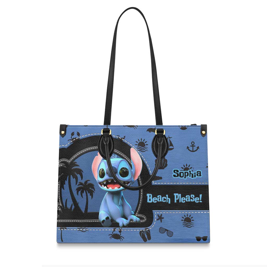 Beach Please - Personalized Sea Lover Leather Handbag