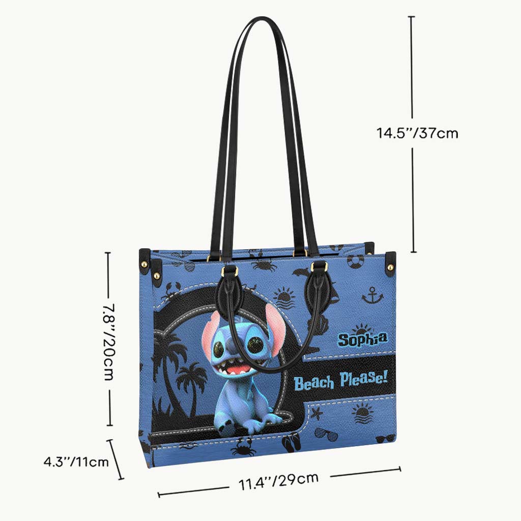 Beach Please - Personalized Sea Lover Leather Handbag