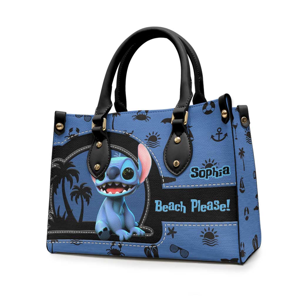 Beach Please - Personalized Sea Lover Leather Handbag