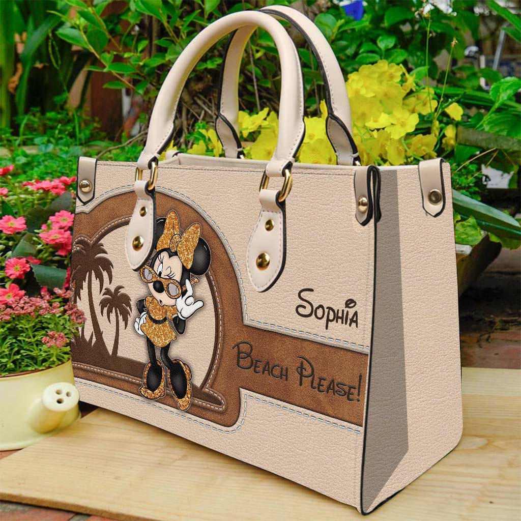 Beach Please - Personalized Sea Lover Leather Handbag