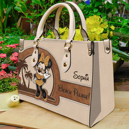 Beach Please - Personalized Sea Lover Leather Handbag