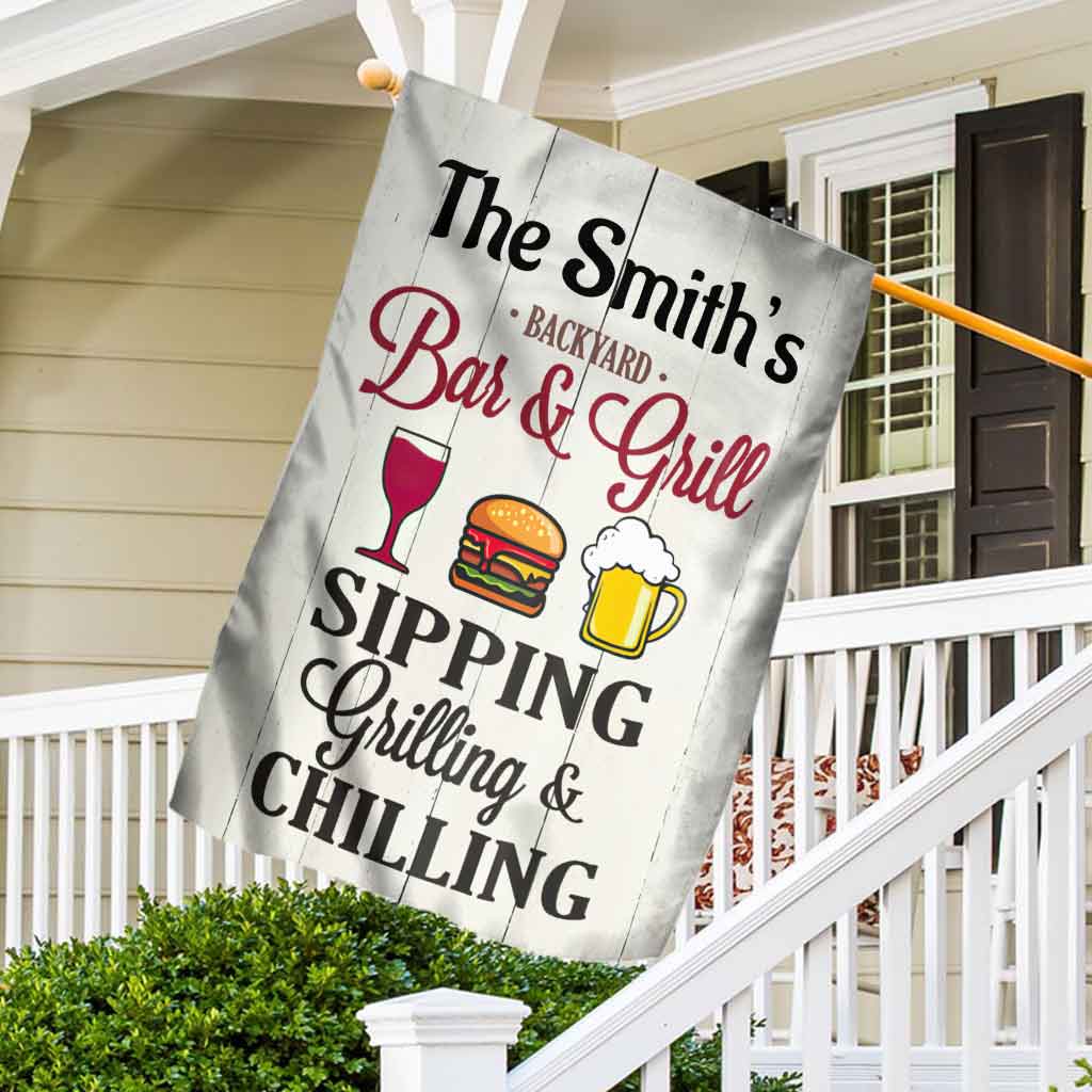 Backyard Bar & Grill - Personalized House Flag 0820