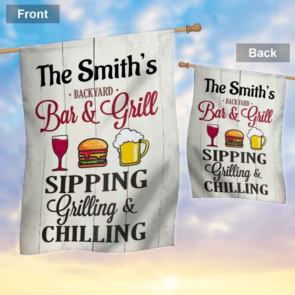 Backyard Bar & Grill - Personalized House Flag 0820