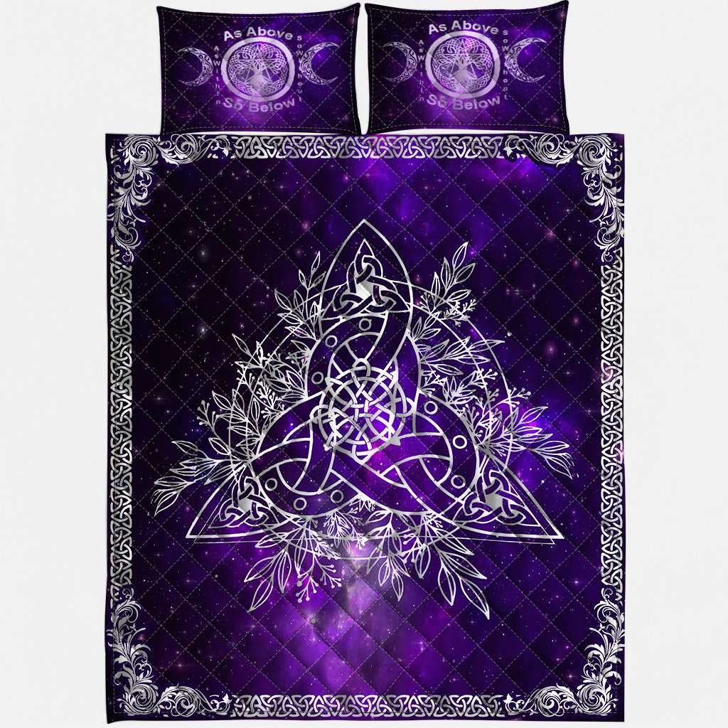 Celtic Wicca Triquetra Wicca Pagan - Witch Quilt Set 0822