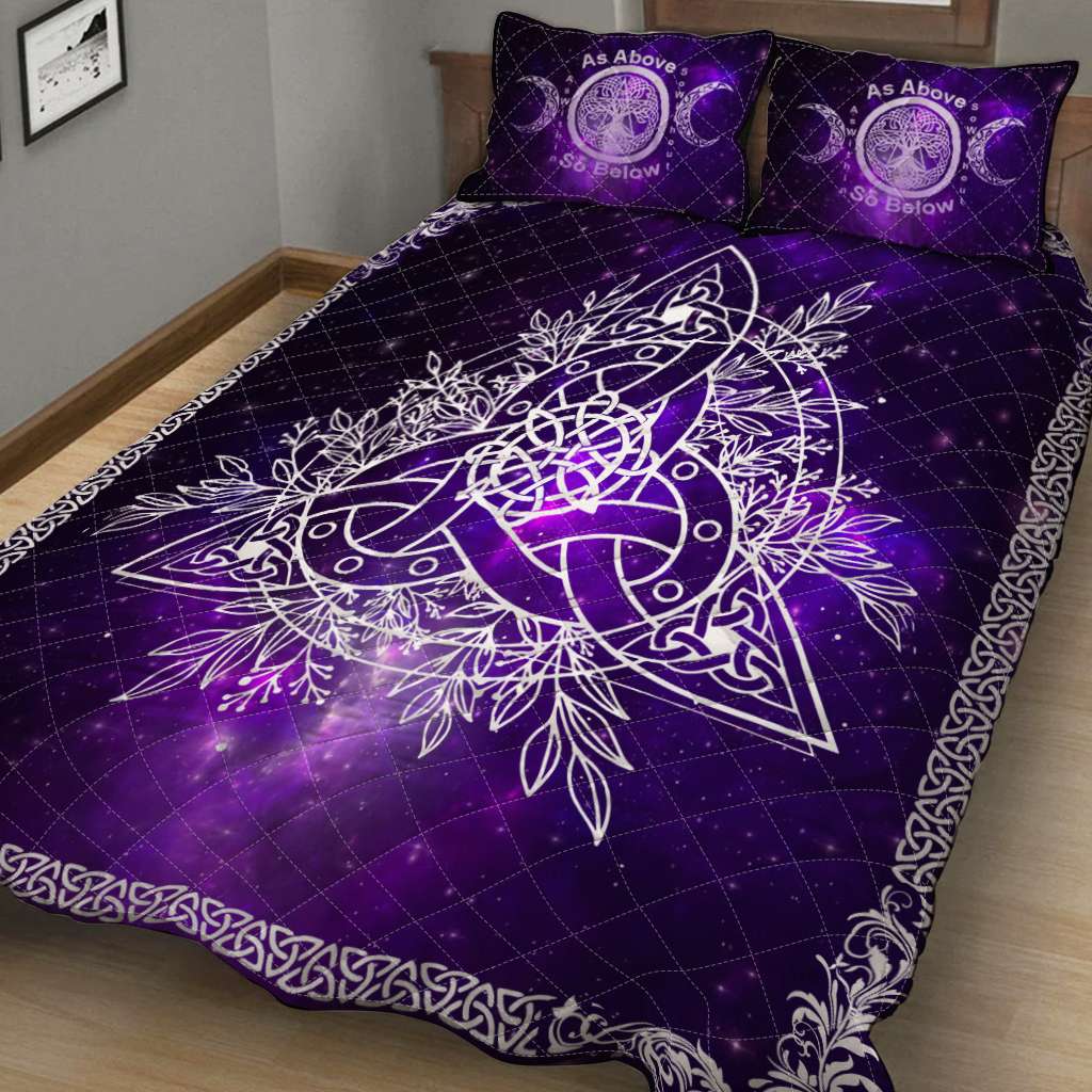 Celtic Wicca Triquetra Wicca Pagan - Witch Quilt Set 0822