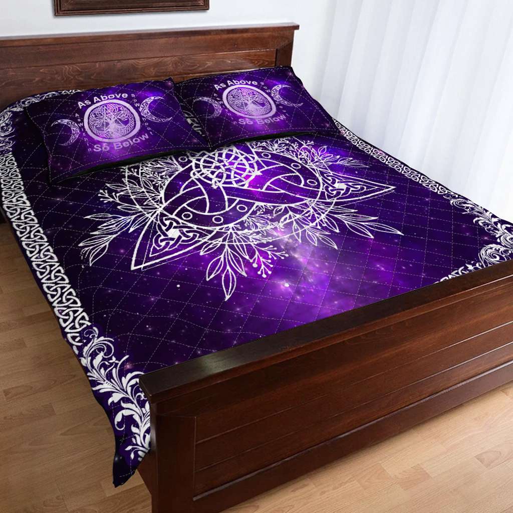 Celtic Wicca Triquetra Wicca Pagan - Witch Quilt Set 0822