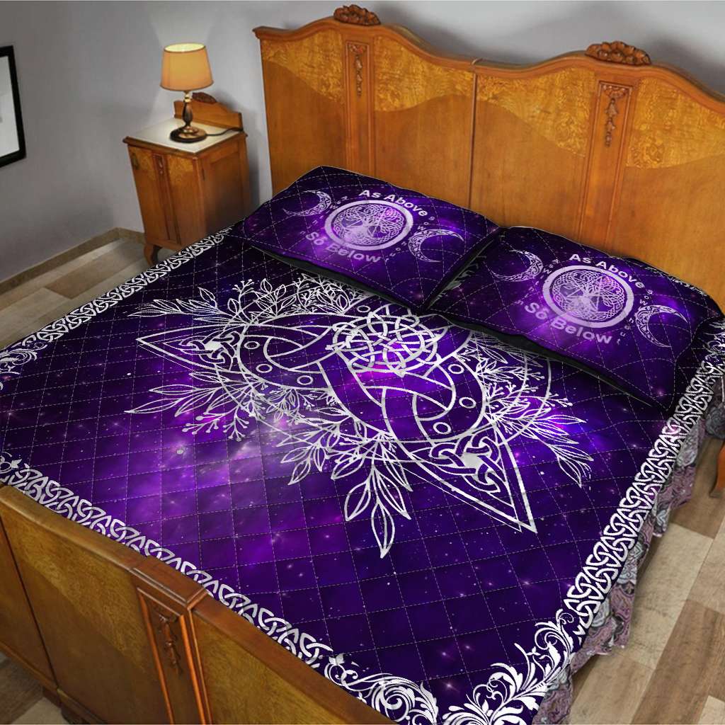 Celtic Wicca Triquetra Wicca Pagan - Witch Quilt Set 0822