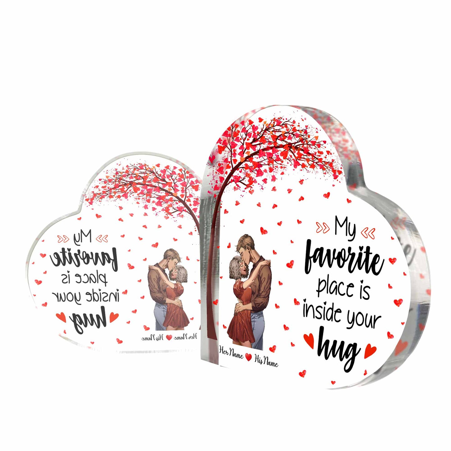 My Favorite Place Is Inside Your Hug - Personalized Couple Custom Shaped Acrylic Plaque