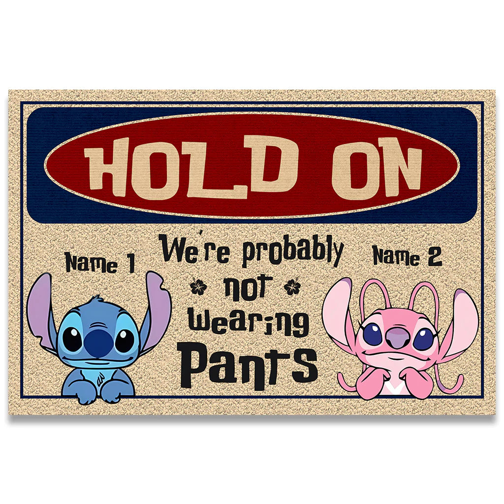 Hold On - Personalized Couple Ohana Doormat