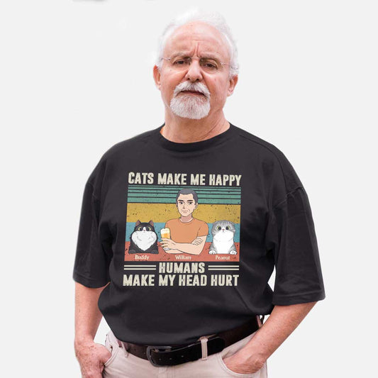 Cats Make Me Happy - Personalized Father's Day T-shirt and Hoodie