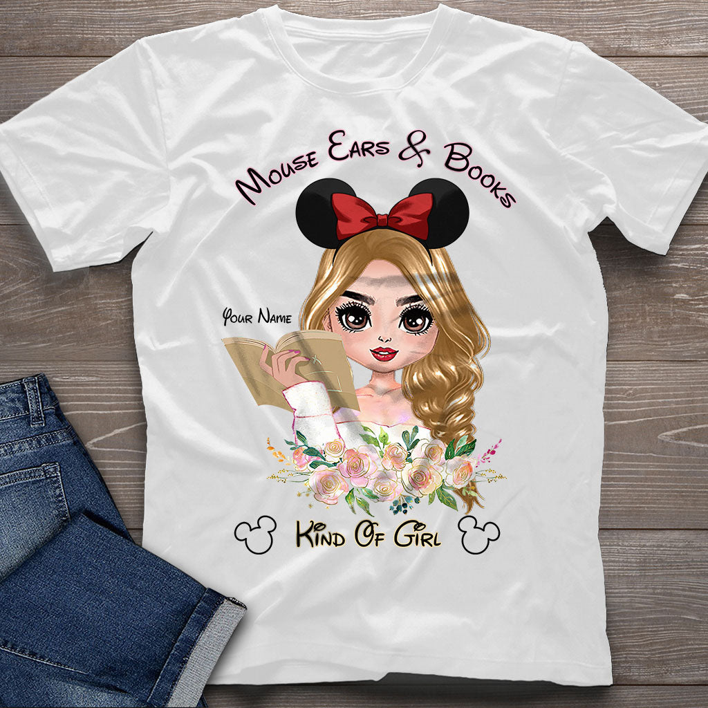 Mouse Ears And Book Kind Of Girl - Personalized Book T-shirt and Hoodie