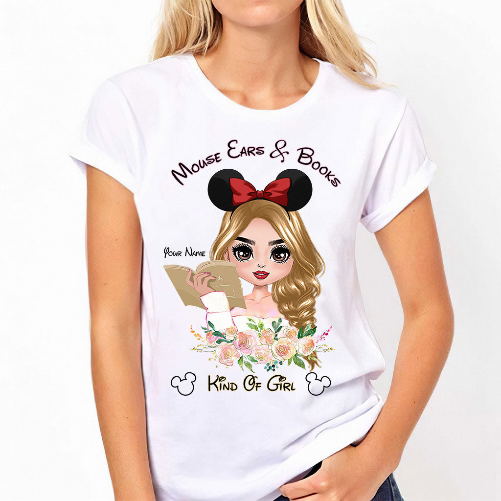 Mouse Ears And Book Kind Of Girl - Personalized Book T-shirt and Hoodie