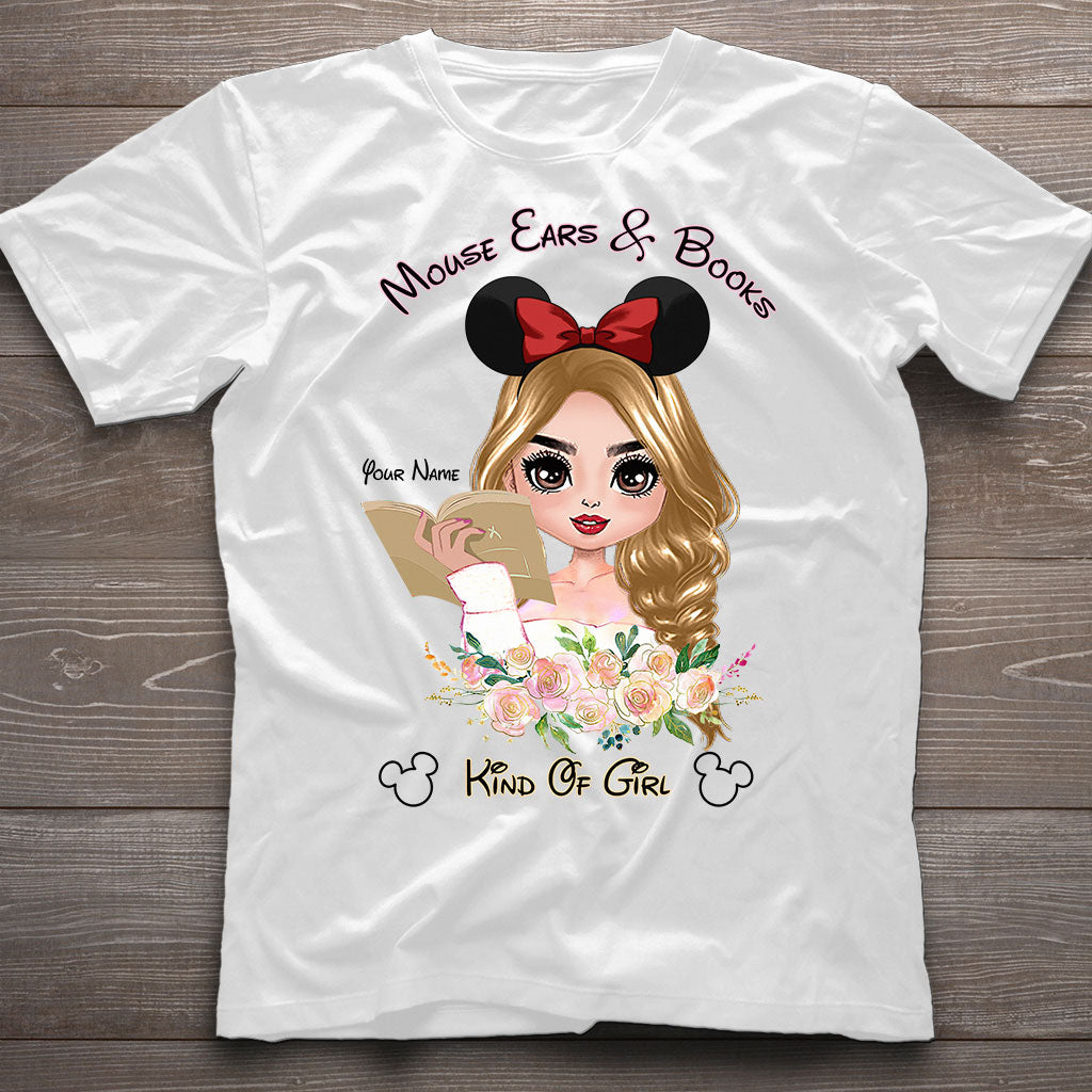 Mouse Ears And Book Kind Of Girl - Personalized Book T-shirt and Hoodie