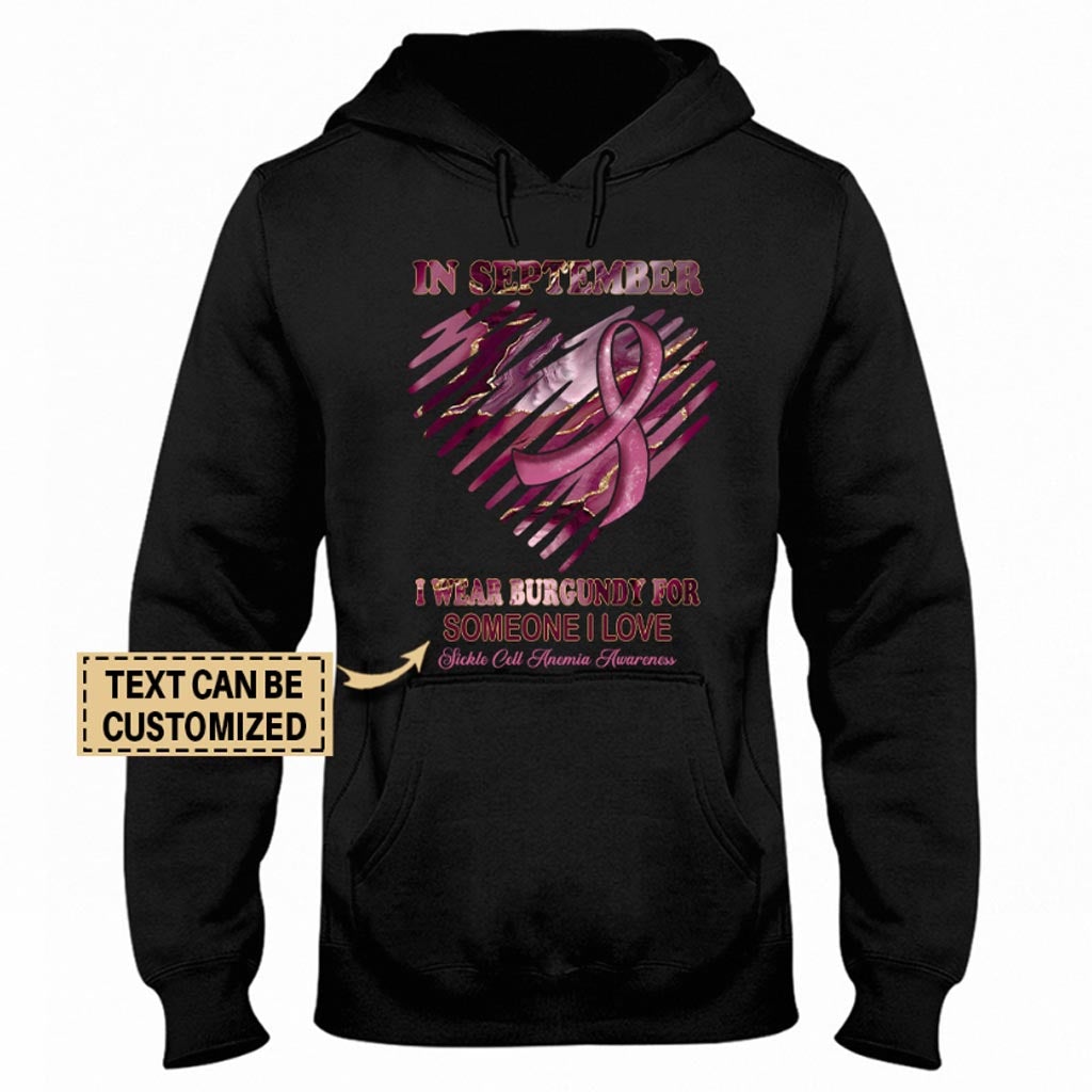 In September I Wear Burgundy - Sickle Cell Anemia Personalized T-shirt And Hoodie