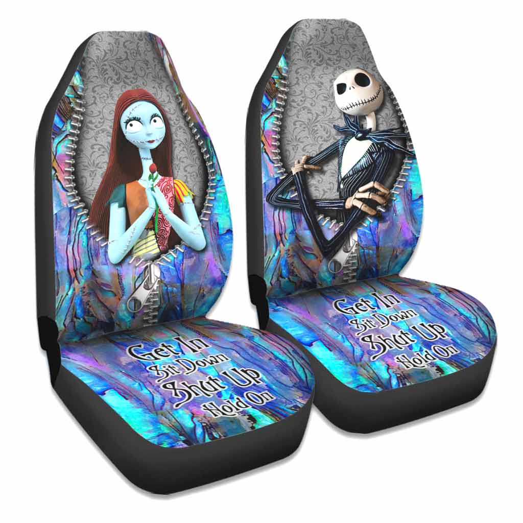 Get In Sit Down Shut Up Hold On - Nightmare Seat Covers With Leather Pattern Print
