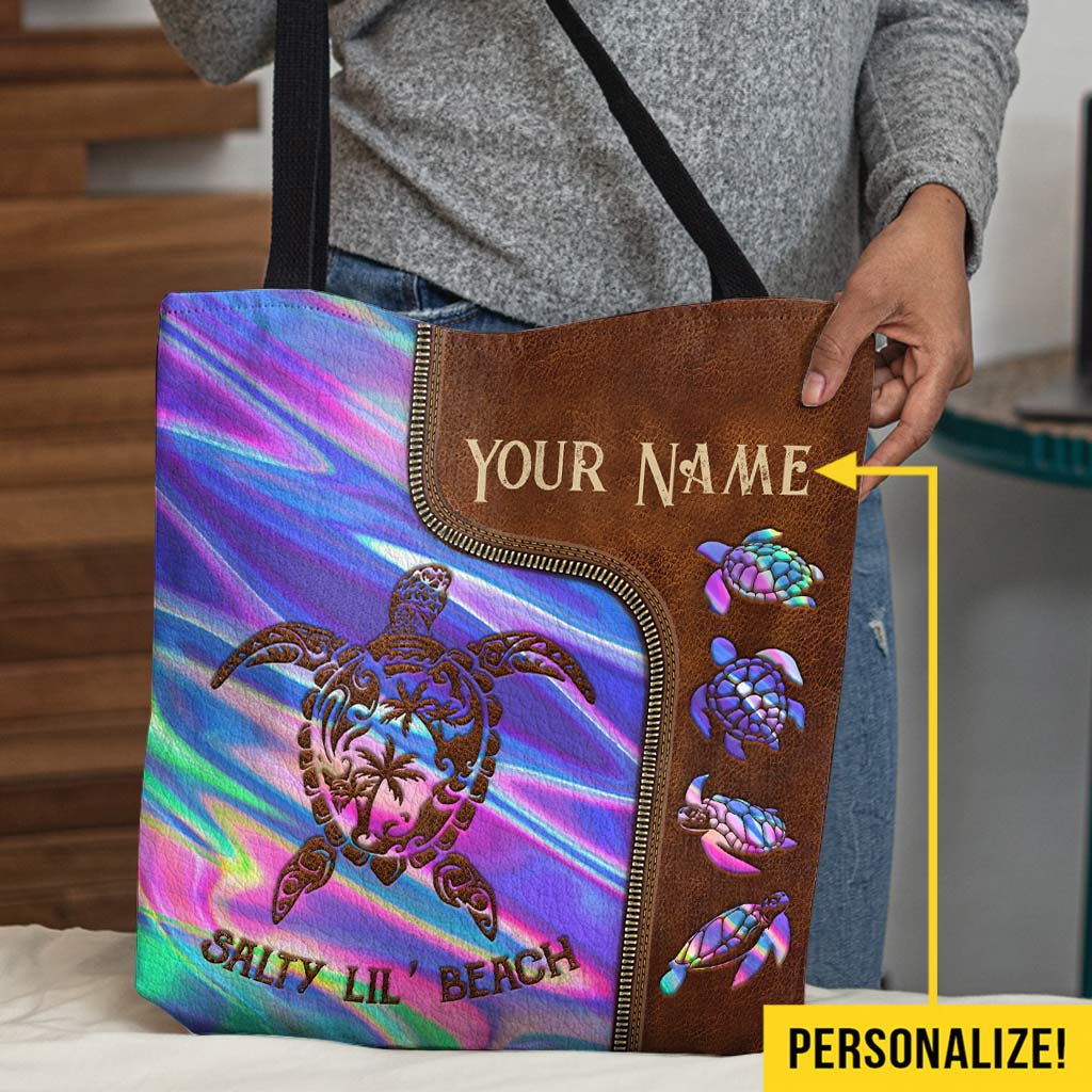Salty Lil Beach - Turtle Personalized Tote Bag