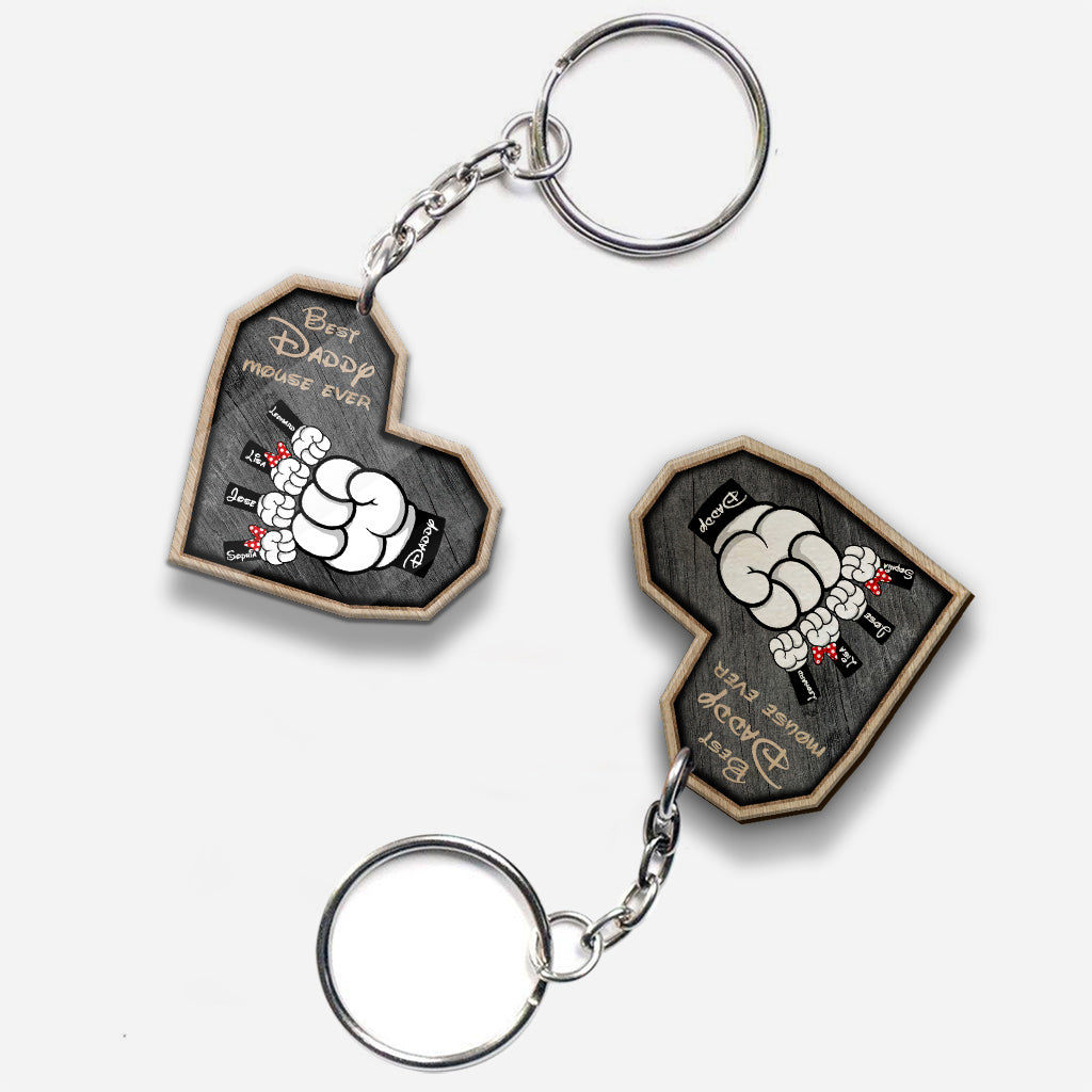 Best Daddy Mouse Ever - Personalized Father Keychain (Printed On Both Sides)