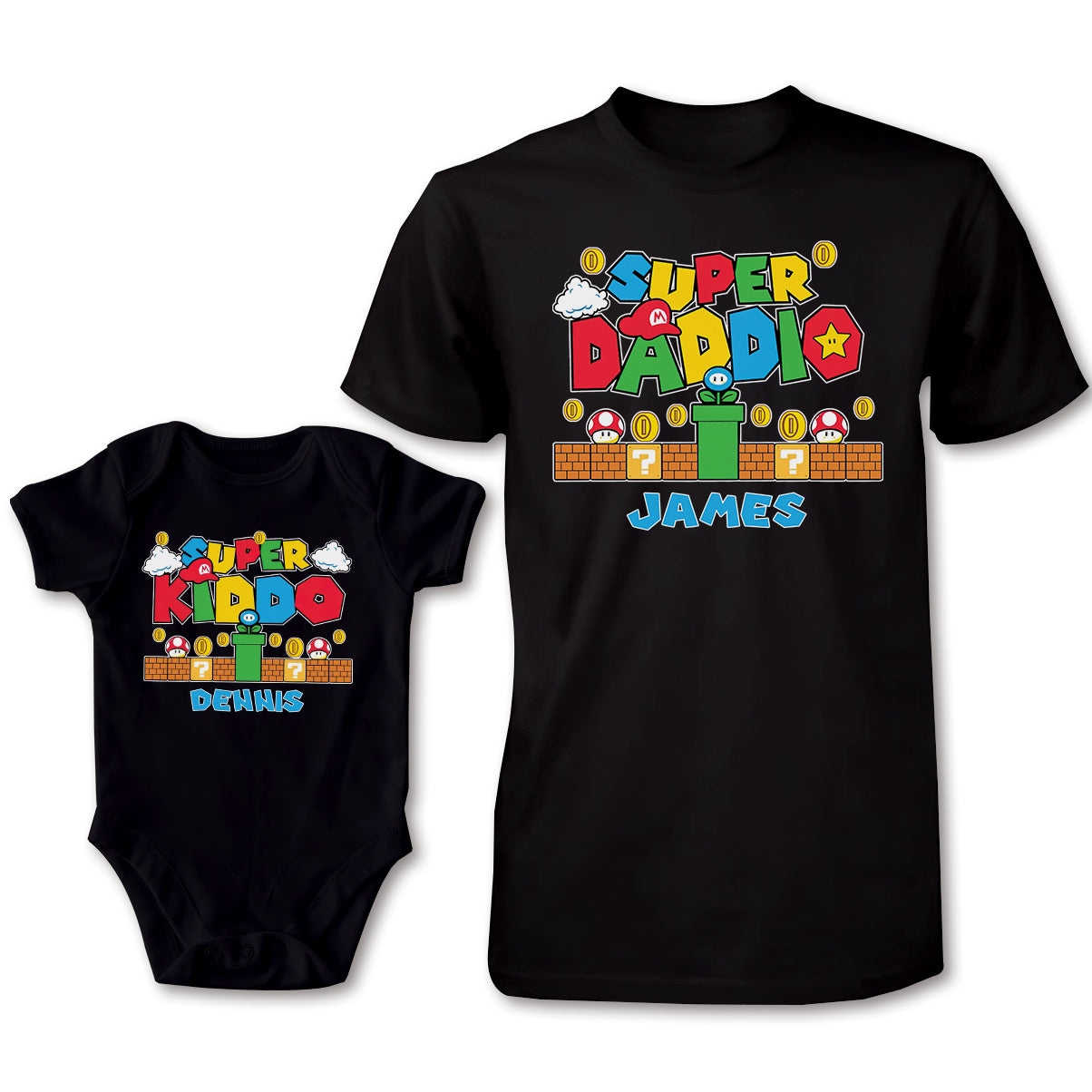 Super Daddio - Personalized Super Plumber T-shirt And Baby Onesie