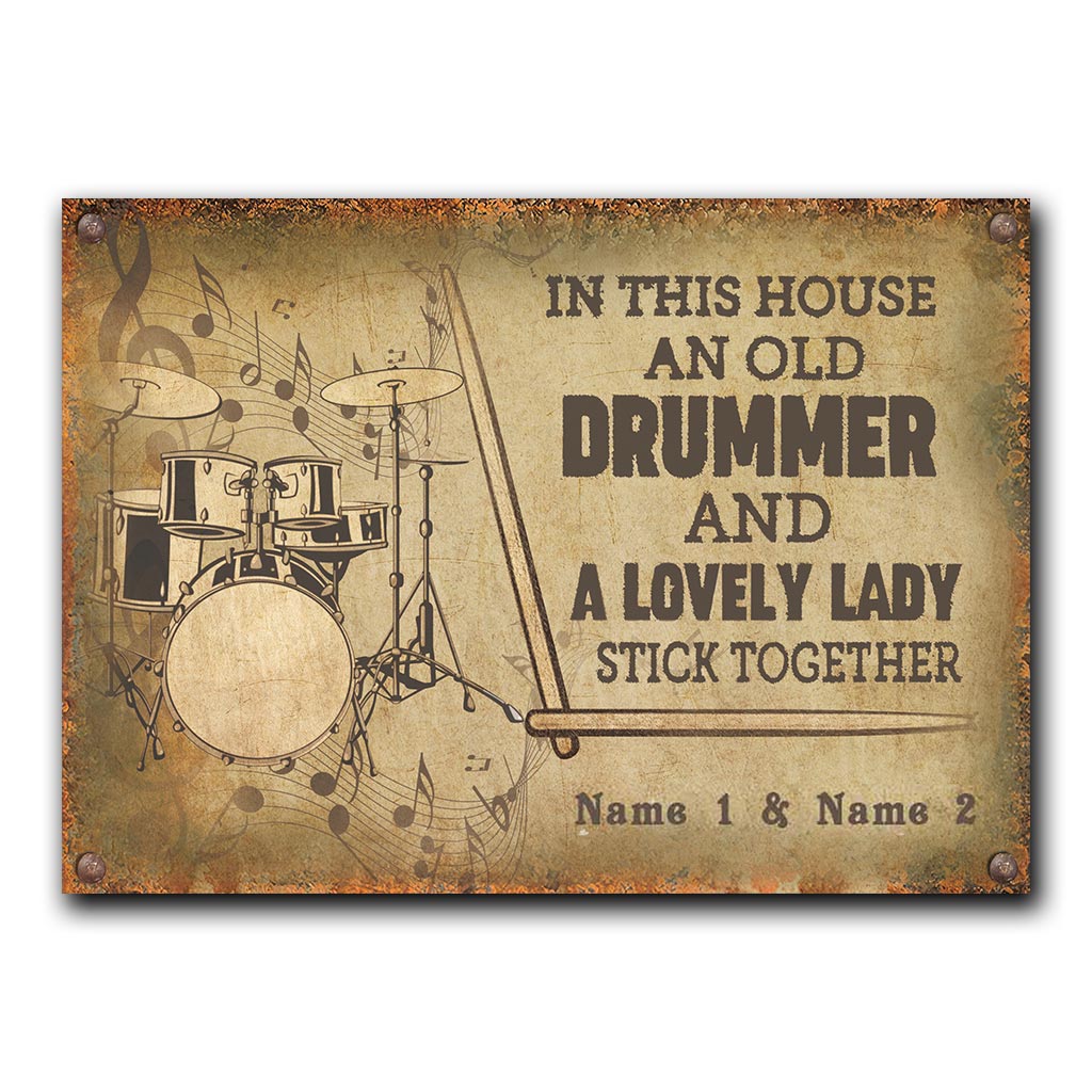 In This House - Drummer Personalized Rectangle Metal Sign