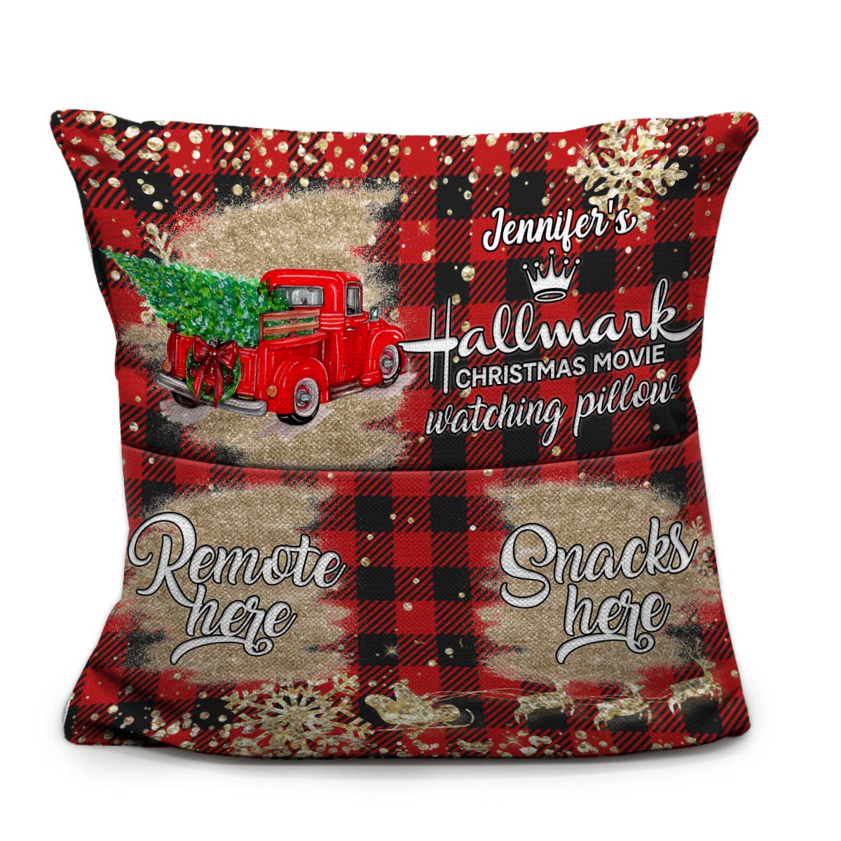 Christmas Movie Watching Pillow - Personalized Film Pocket Pillow