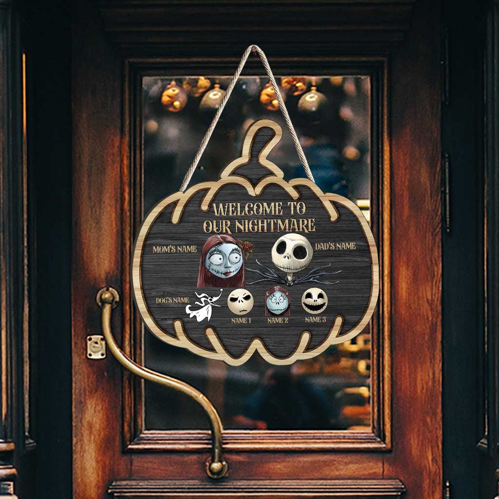 Welcome To Our Nightmare - Personalized Halloween Wood Sign