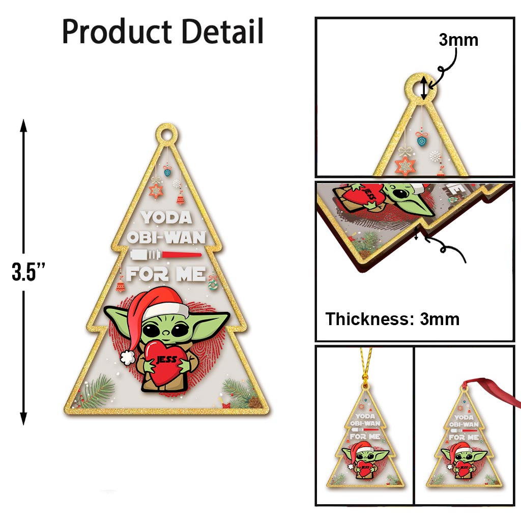 Yoda Obiwan For Me - Personalized The Force Transparent Ornament
