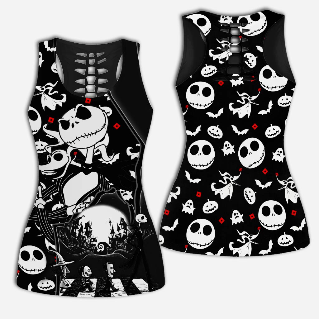 Purple Sugar Skull Nightmare Hollow Tank Top and Leggings