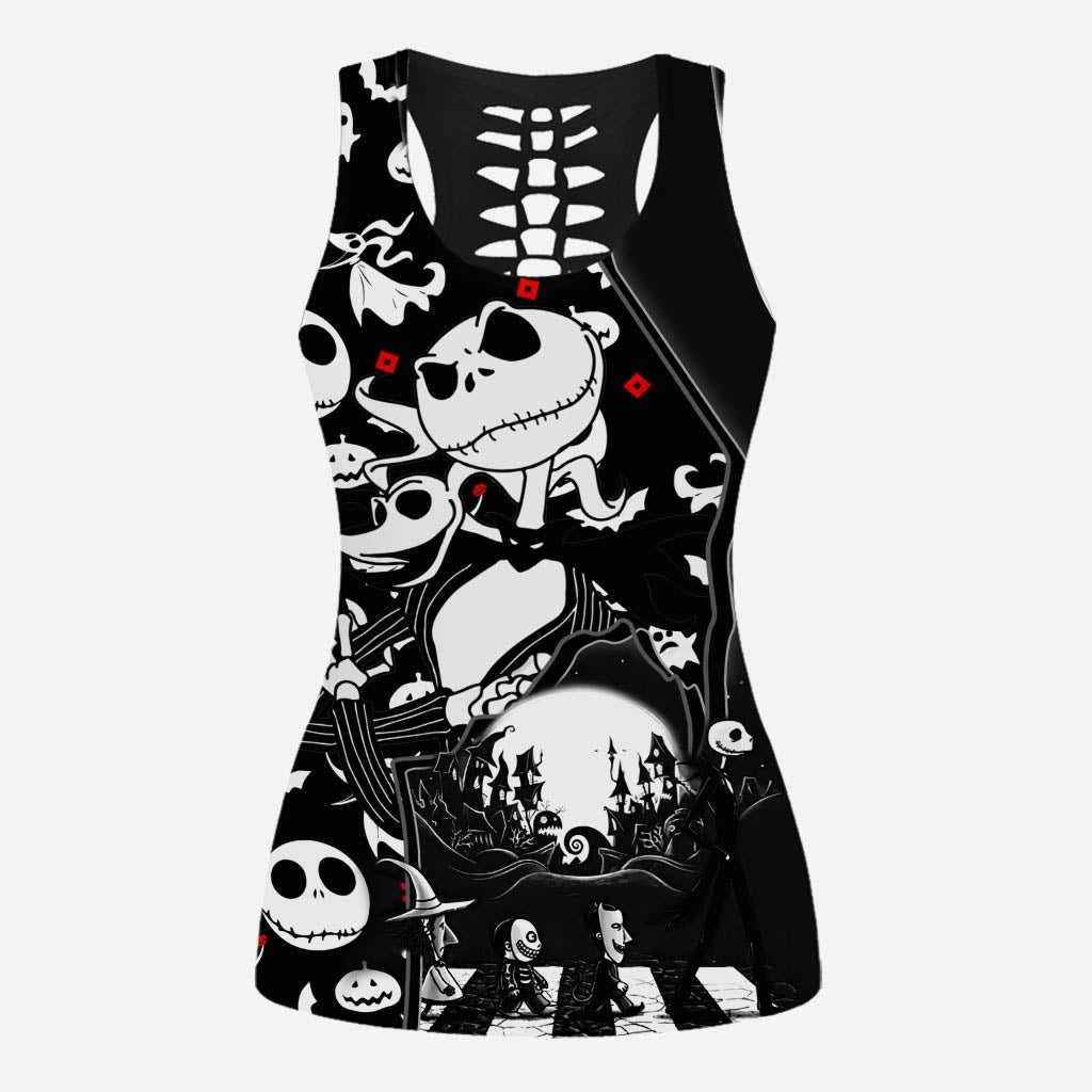 Purple Sugar Skull Nightmare Hollow Tank Top and Leggings
