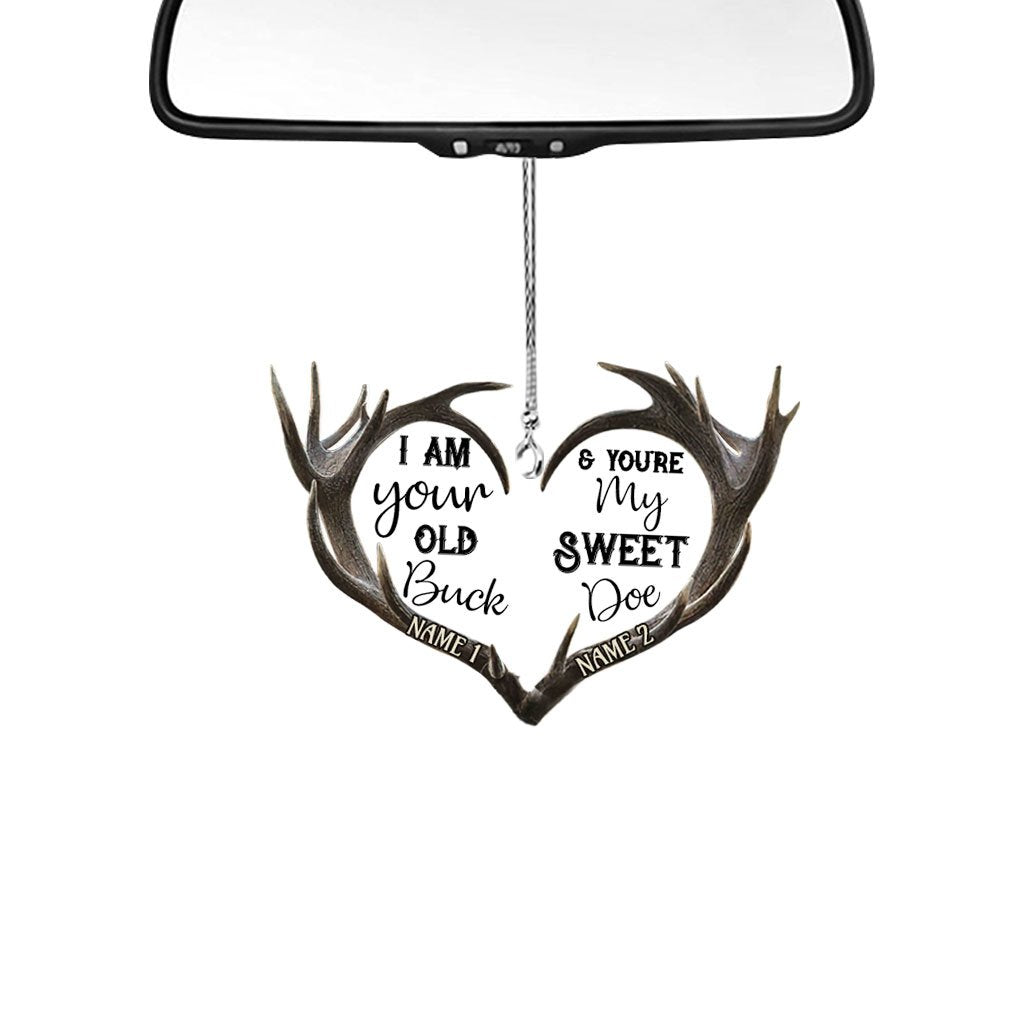 Old Buck Sweet Doe - Personalized Couple Hunting Transparent Car Ornament