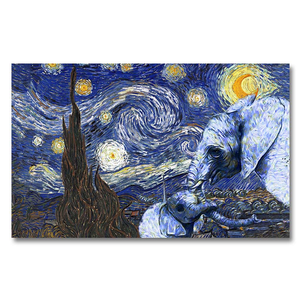 Happy Mother's Day Elephant Van Gogh Style Starry Night - Mother Poster