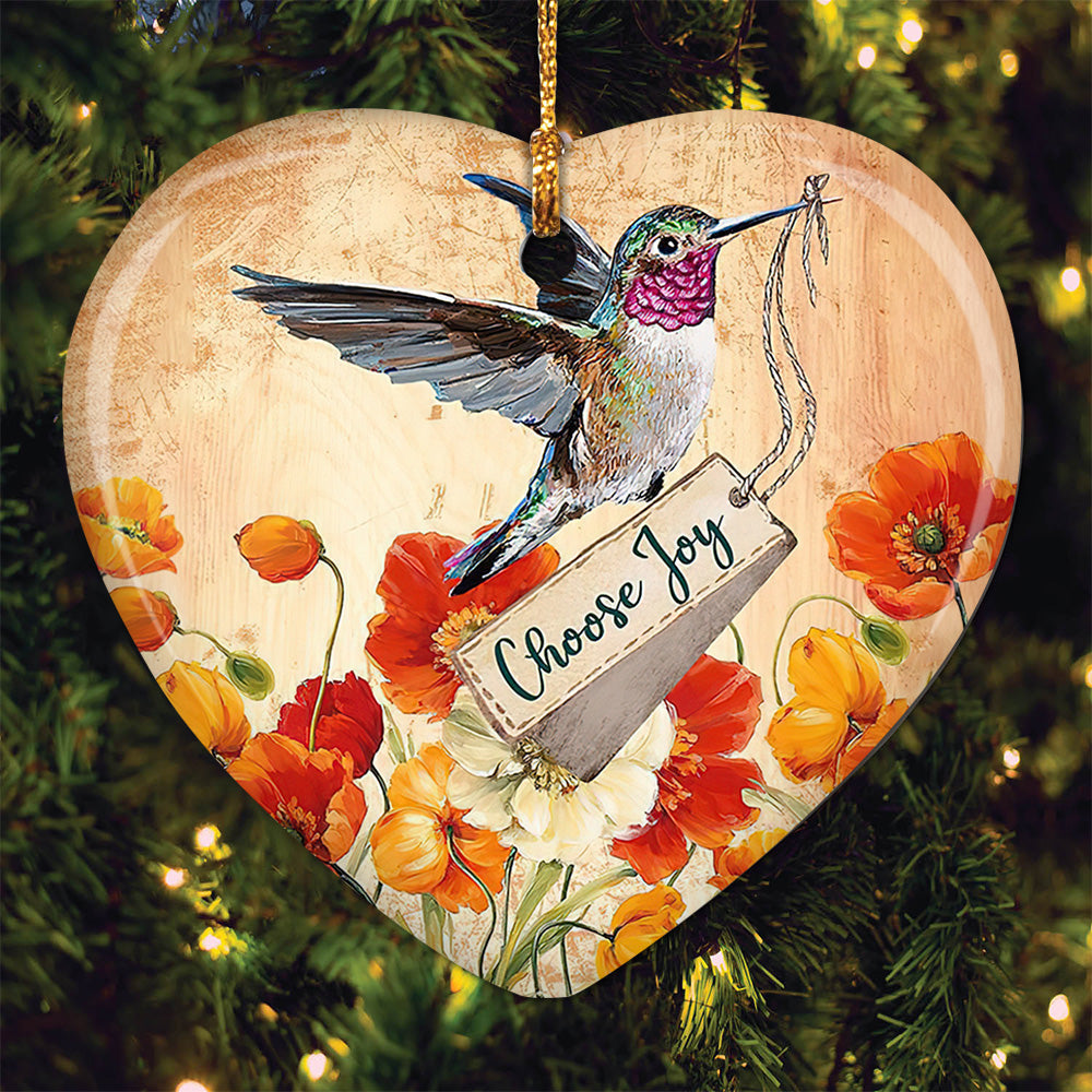 Hummingbird Choose Joy Hummingbird - Heart Aluminium Ornament (Printed On Both Sides) 1122