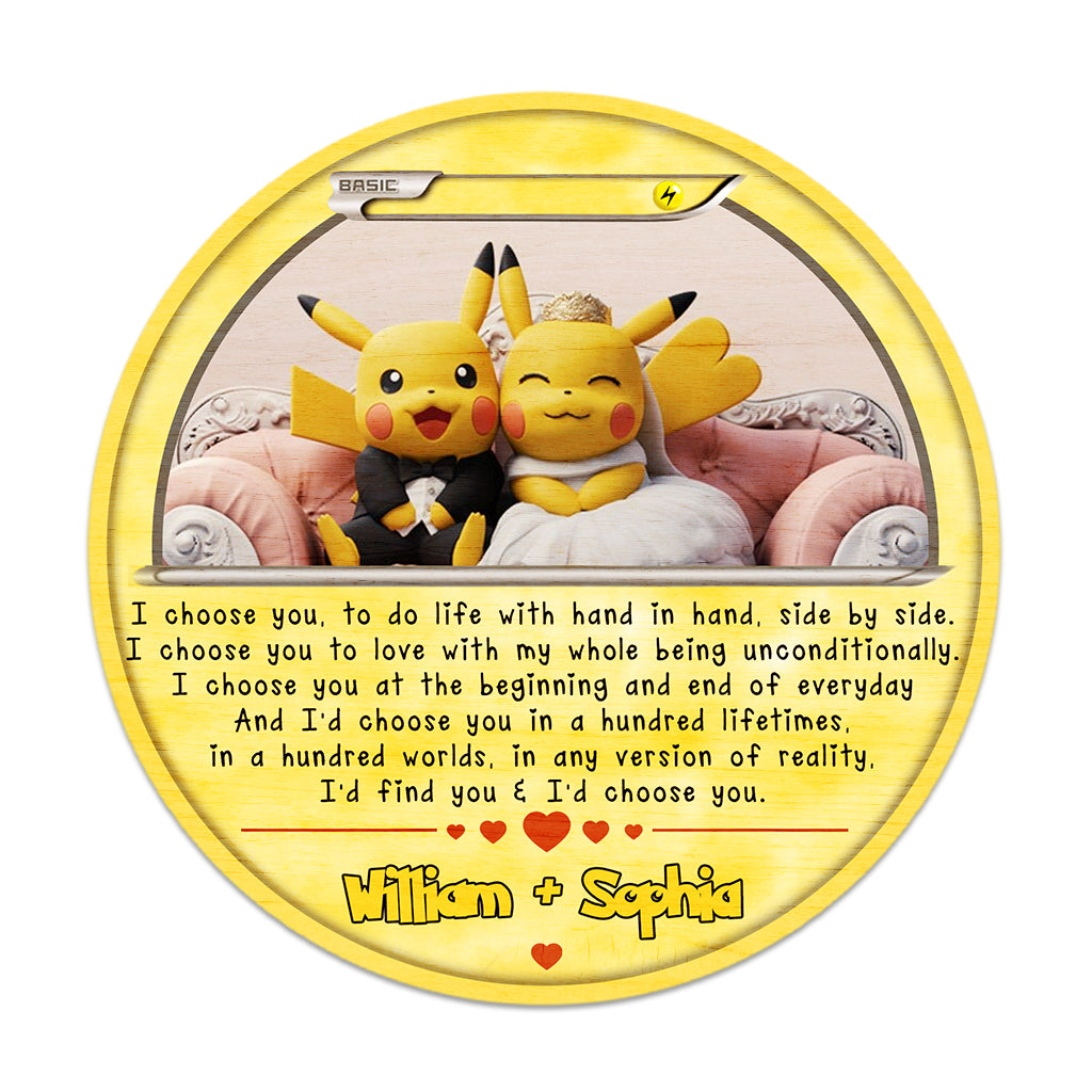 I Choose You - Personalized Monster Trainer Round Wood Sign