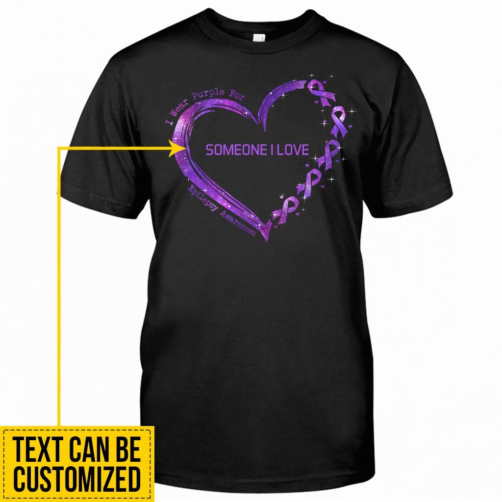 I Wear Purple For Someone I Love Heart - Epilepsy Awareness Personalized T-shirt And Hoodie