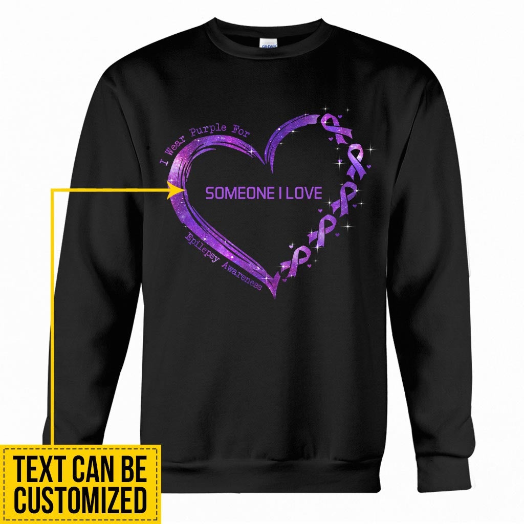 I Wear Purple For Someone I Love Heart - Epilepsy Awareness Personalized T-shirt And Hoodie