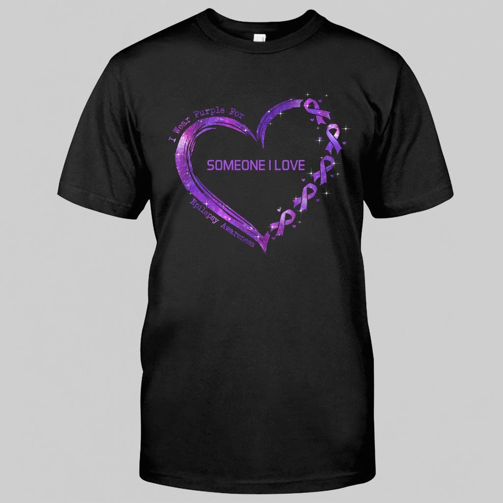 I Wear Purple For Someone I Love Heart - Epilepsy Awareness Personalized T-shirt And Hoodie