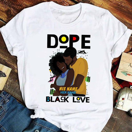 Dope Black Love Afro Couple - Personalized African American T-shirt and Hoodie