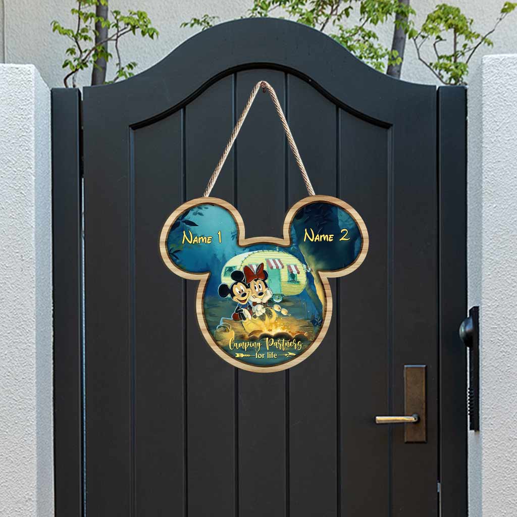 Camping Partners For Life - Personalized Couple Wood Sign With 3D Pattern Print