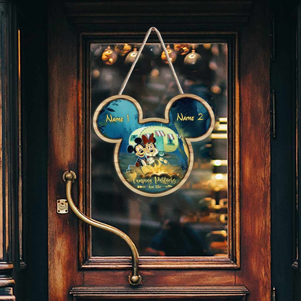 Camping Partners For Life - Personalized Couple Wood Sign With 3D Pattern Print