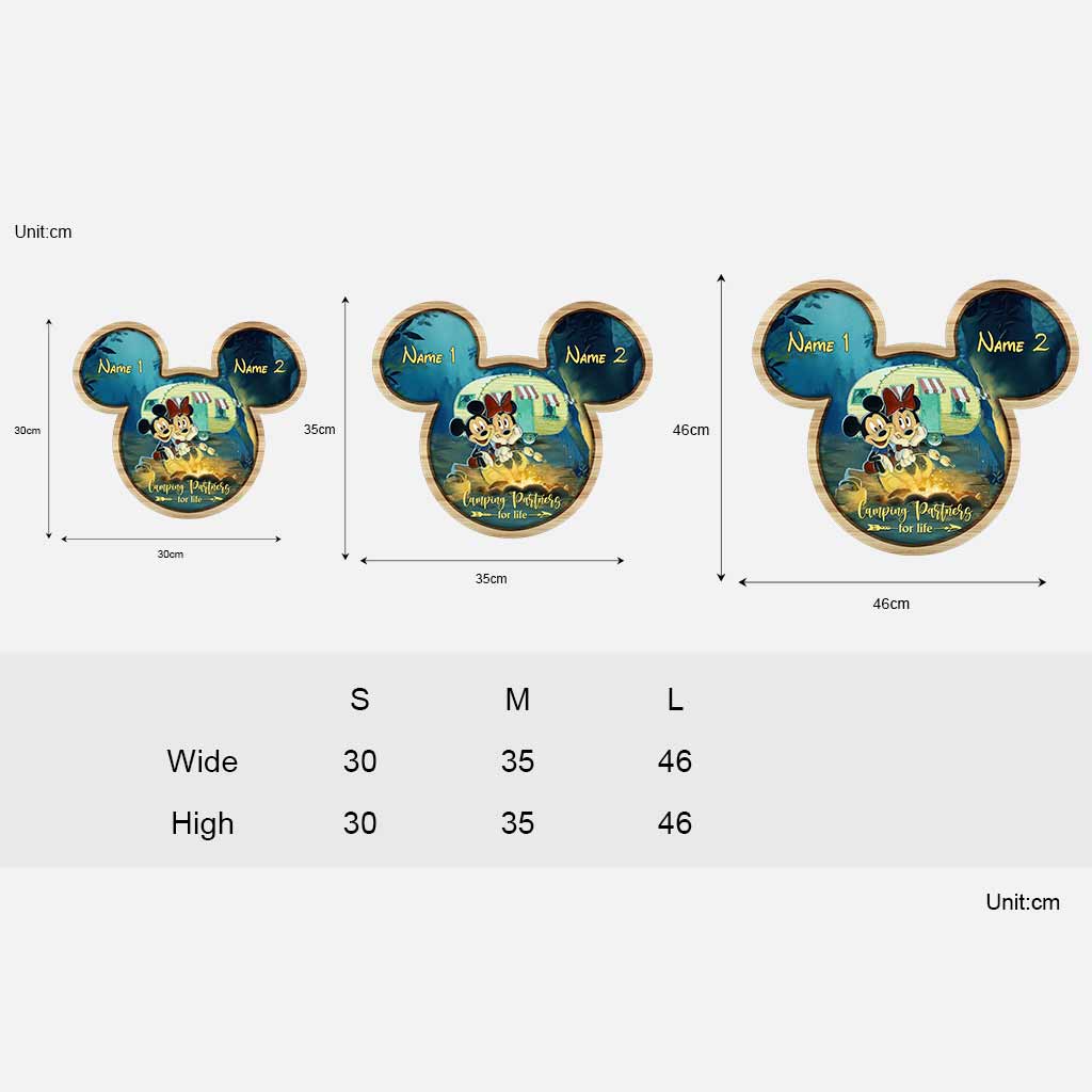 Camping Partners For Life - Personalized Couple Wood Sign With 3D Pattern Print