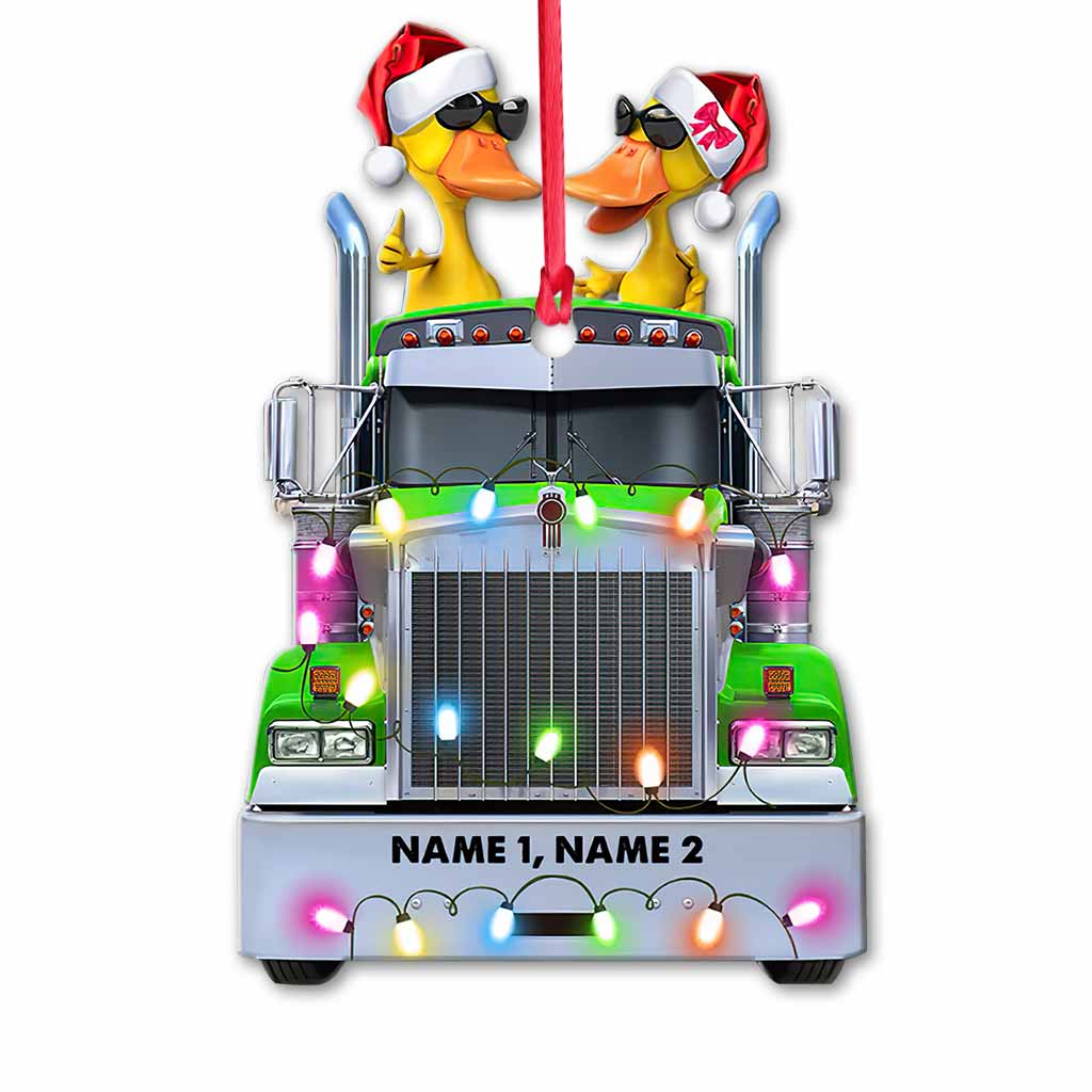 Trucker Duckies - Personalized Christmas Ornament (Printed On Both Sides)