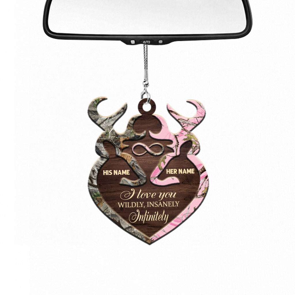 I Love You Wildly Insanely - Personalized Couple Hunting Car Ornament (Printed On Both Sides)