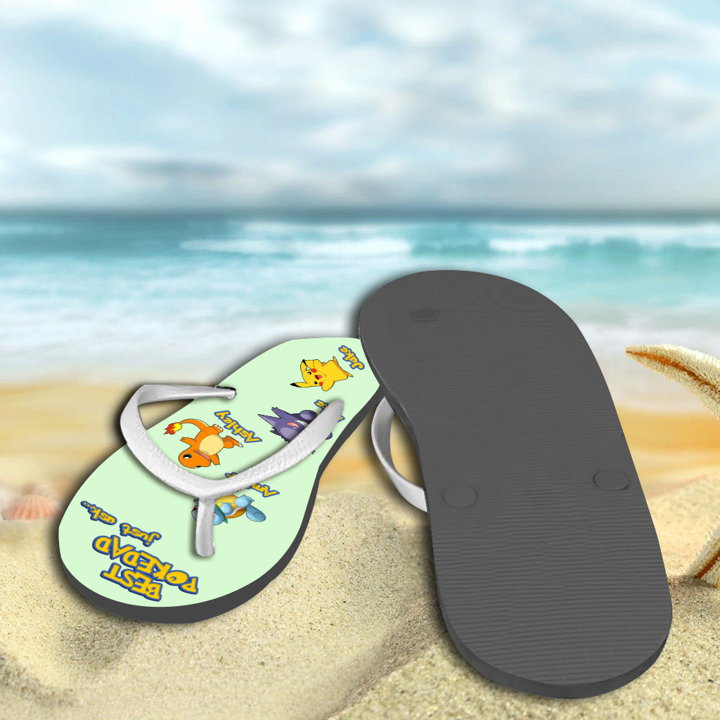Best Pokedad - Personalized Monster Trainer Flip Flops