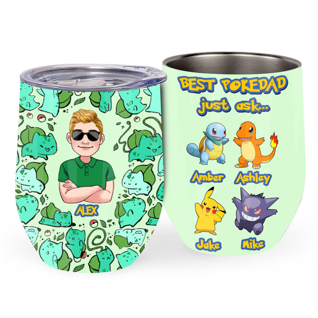 Best Pokedad - Personalized Monster Trainer Wine Tumbler