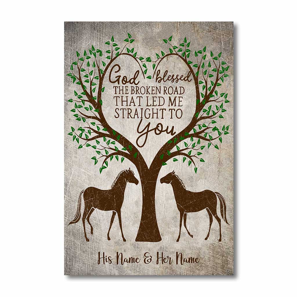 God Blessed The Broken Road - Personalized Couple Horse Poster